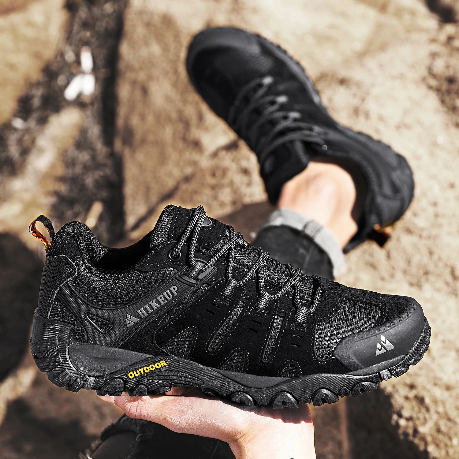 HIKEUP Men's Suede Leather Hiking Shoes – Outdoor Trekking